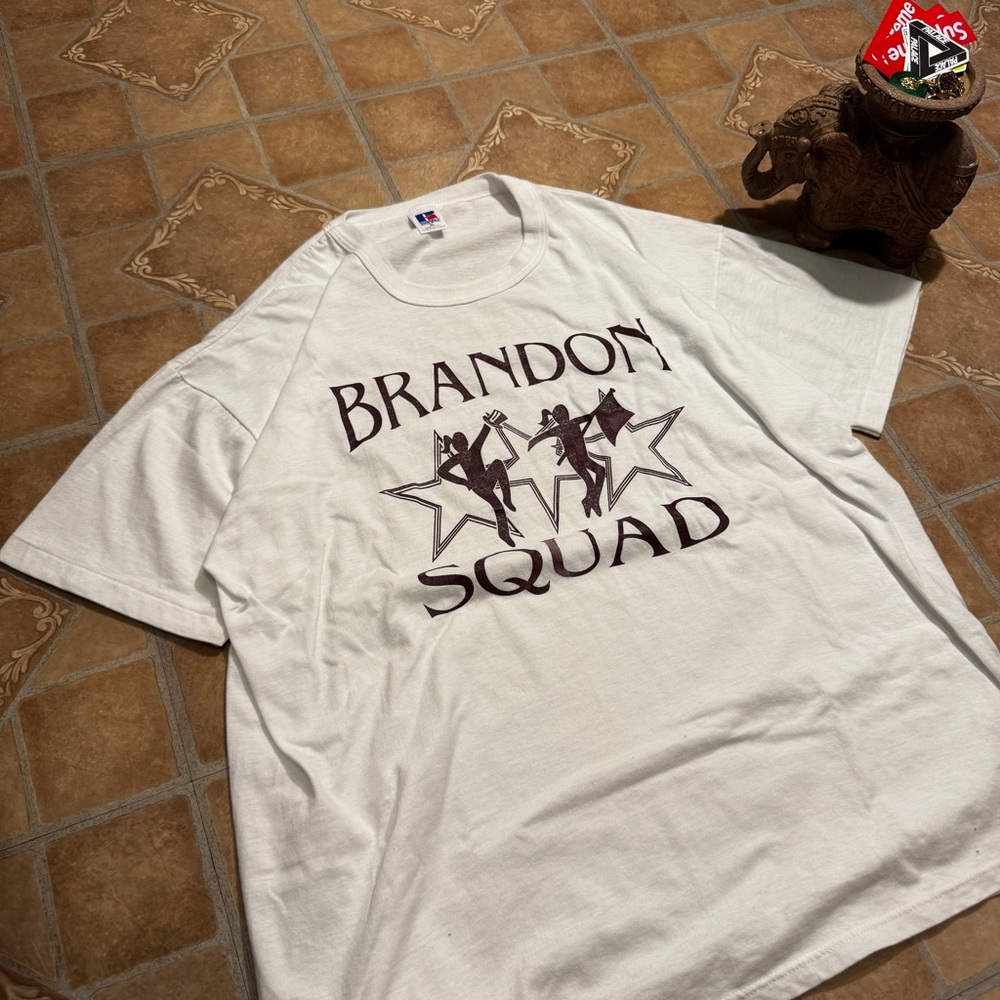 VINTAGE 90s Russell Athletic Single Stitch T-Shirt - Brandon Squad - XL.